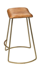 Luke Brown Buffalo Leather Counter Stool Without Back Counter Stools LOOMLAN By Jamie Young