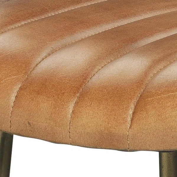 Luke Brown Buffalo Leather Metal Bar Stool Without Back Bar Stools LOOMLAN By Jamie Young