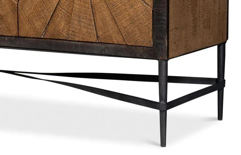 Luke Wood and Metal Brown 3 Door Sideboard Sideboards LOOMLAN By Sarreid