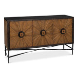 Luke Wood and Metal Brown 3 Door Sideboard Sideboards LOOMLAN By Sarreid