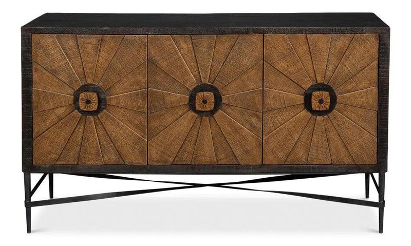 Luke Wood and Metal Brown 3 Door Sideboard Sideboards LOOMLAN By Sarreid