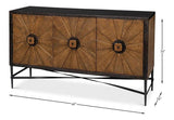 Luke Wood and Metal Brown 3 Door Sideboard Sideboards LOOMLAN By Sarreid