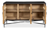 Luke Wood and Metal Brown 3 Door Sideboard Sideboards LOOMLAN By Sarreid