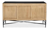 Luke Wood and Metal Brown 3 Door Sideboard Sideboards LOOMLAN By Sarreid