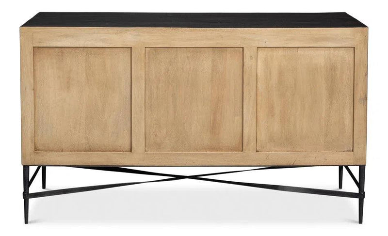 Luke Wood and Metal Brown 3 Door Sideboard Sideboards LOOMLAN By Sarreid