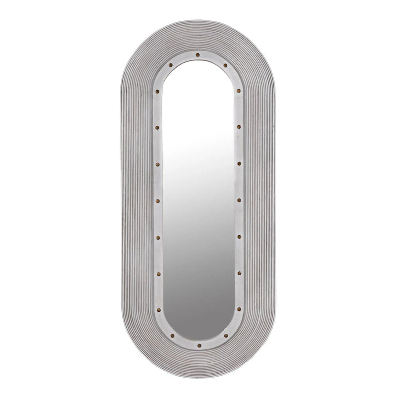 Luna Mirror, White Washed Oval Wall Mirror Wall Mirrors LOOMLAN By Noir