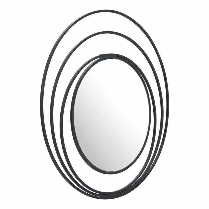 Luna Round Mirror Black Wall Mirrors LOOMLAN By Zuo Modern