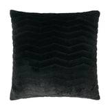 Lush Chevron Black Solid Chevron Faux Fur Black Large Throw Pillow With Insert Throw Pillows LOOMLAN By D.V. Kap