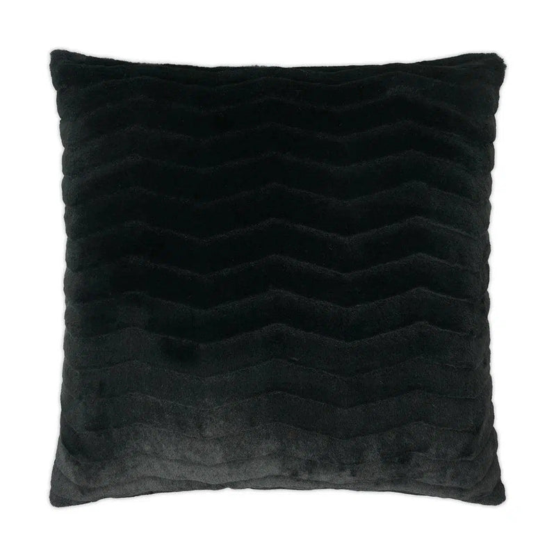 Lush Chevron Black Solid Chevron Faux Fur Black Large Throw Pillow With Insert Throw Pillows LOOMLAN By D.V. Kap