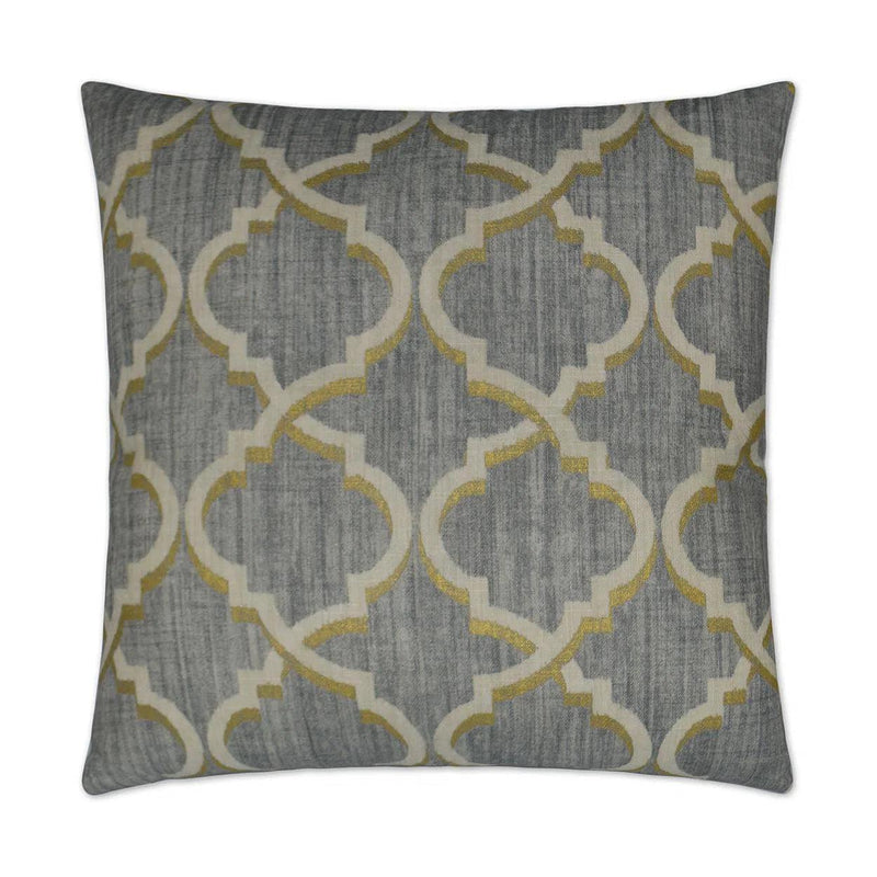 Lustrous Lattice Graphite Grey Throw Pillow With Insert Throw Pillows LOOMLAN By D.V. Kap