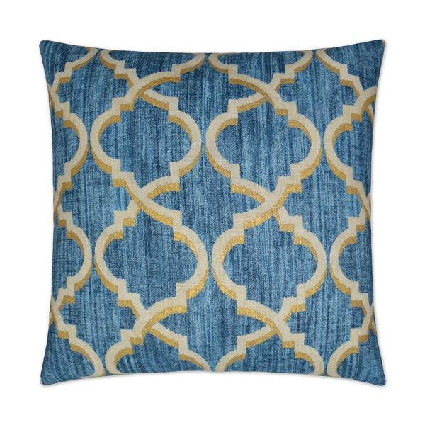 Lustrous Lattice Indigo Throw Pillow With Insert Throw Pillows LOOMLAN By D.V. Kap