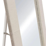 Luxe Free-Standing Mirror in Sand Linen Fabric Floor Mirrors LOOMLAN By Diamond Sofa