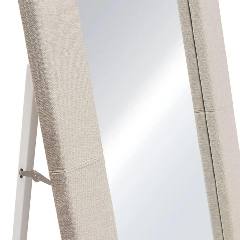 Luxe Free-Standing Mirror in Sand Linen Fabric Floor Mirrors LOOMLAN By Diamond Sofa