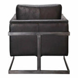 Luxley Black Leather Club Chair Metal Frame Modern Style Club Chairs LOOMLAN By Moe's Home