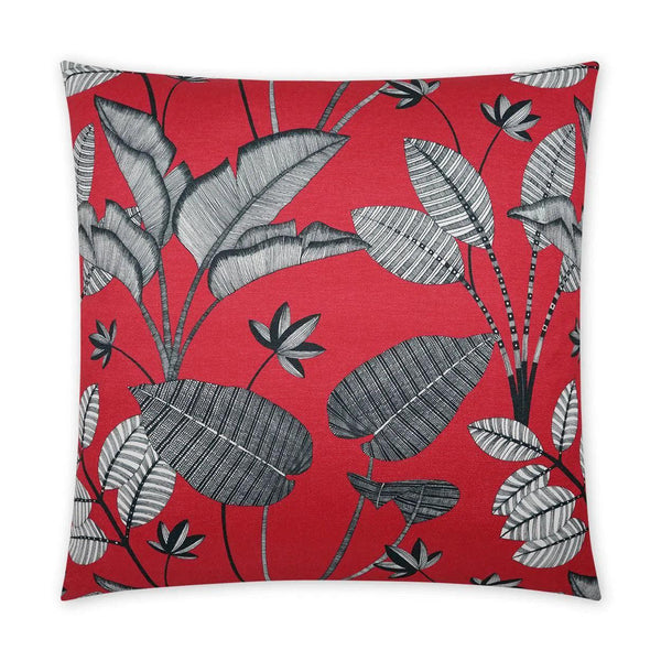 Luzon Red Floral Transitional Red Large Throw Pillow With Insert Throw Pillows LOOMLAN By D.V. Kap