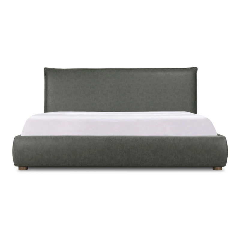 Luzon Slate Vegan Leather and Wood Grey Bed Beds LOOMLAN By Moe's Home