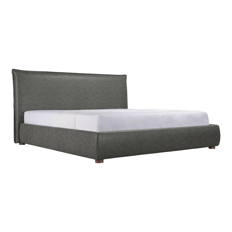 Luzon Slate Vegan Leather and Wood Grey Bed Beds LOOMLAN By Moe's Home