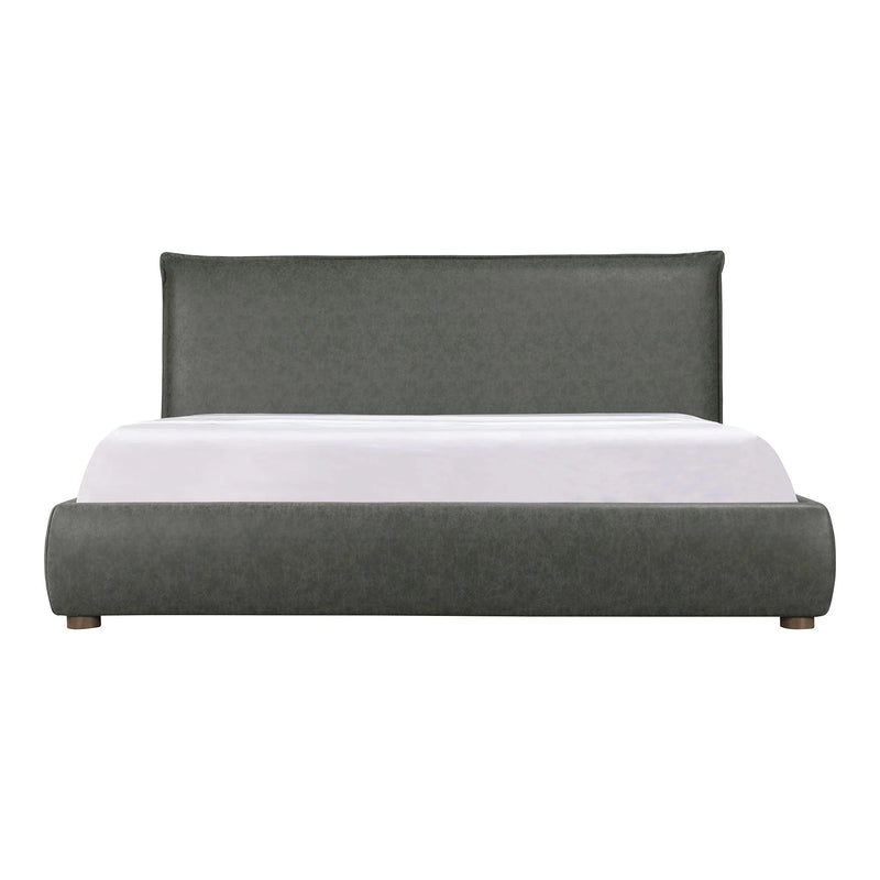 Luzon Slate Vegan Leather and Wood Grey Bed Beds LOOMLAN By Moe's Home