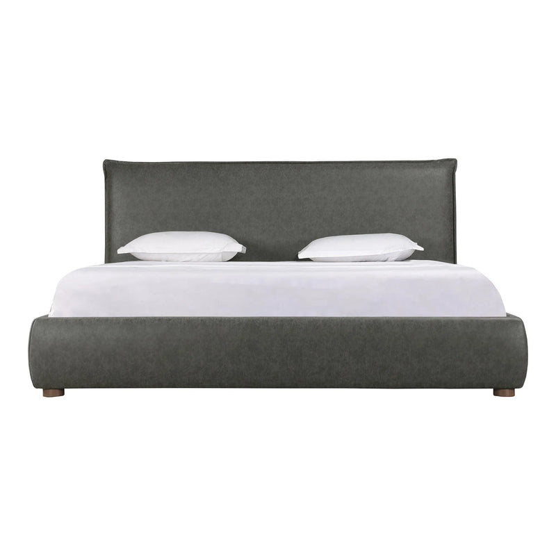 Luzon Slate Vegan Leather and Wood Grey Bed Beds LOOMLAN By Moe's Home