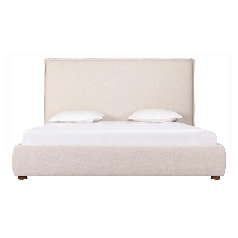 Luzon Wood White Bed with Tall Headboard Beds LOOMLAN By Moe's Home