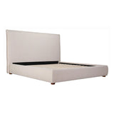 Luzon Wood White Bed with Tall Headboard Beds LOOMLAN By Moe's Home