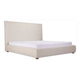 Luzon Wood White Bed with Tall Headboard Beds LOOMLAN By Moe's Home