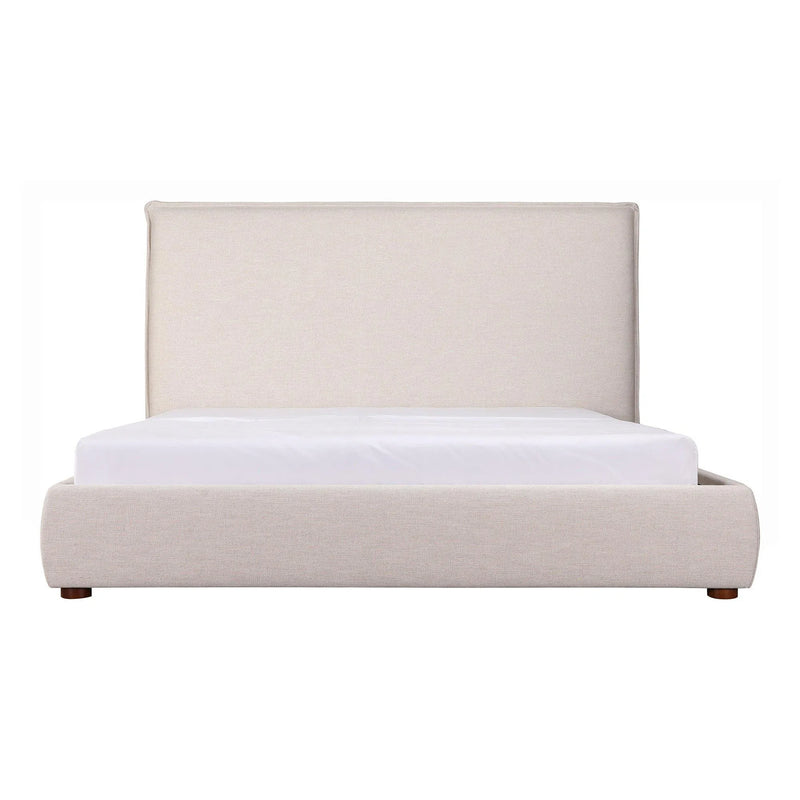 Luzon Wood White Bed with Tall Headboard Beds LOOMLAN By Moe's Home