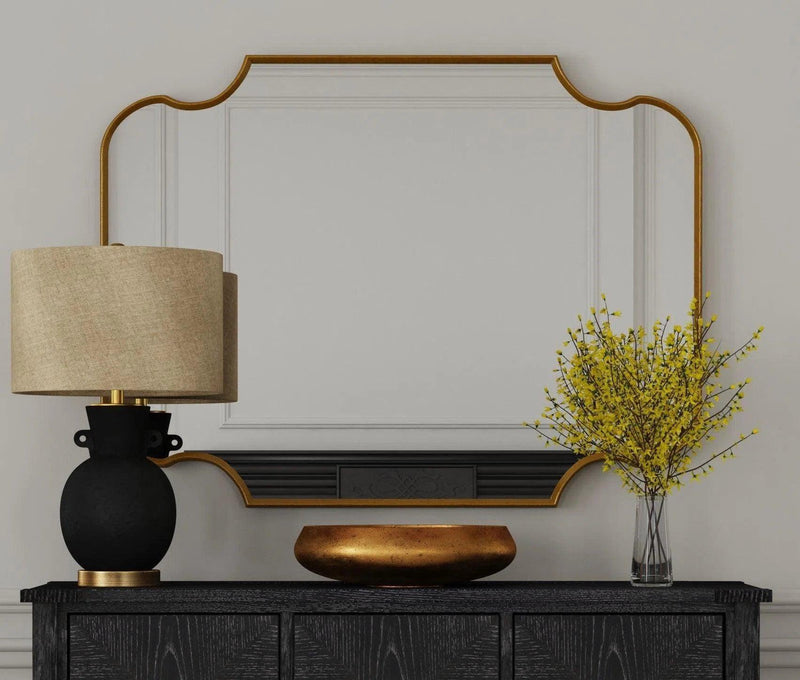 Lyenda Wood and Resin Gold Vertical Wall Mirror Wall Mirrors LOOMLAN By Bassett Mirror