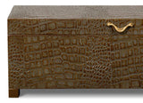 Lyle Croco Embossed Leather Over Wood Antique Green Box Boxes & Bowls LOOMLAN By Sarreid