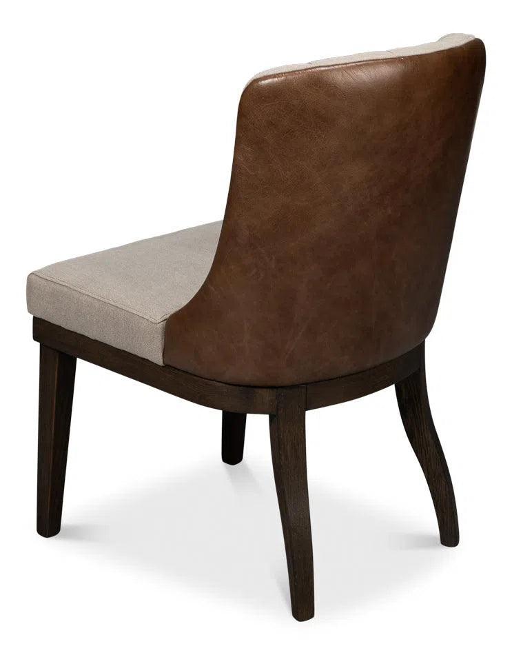 Lyra Wood and Leather Black Armless Side Chair Club Chairs LOOMLAN By Sarreid