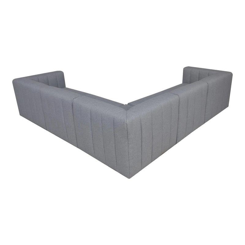 Lyric Classic L-Shaped Polyester Upholstered Grey Modular Modular Sofas LOOMLAN By Moe's Home