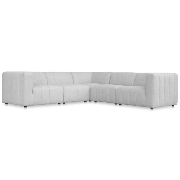 Lyric Classic Light Grey 5-piece L-Shaped Modular Sectional Sofa Modular Sofas LOOMLAN By Moe's Home