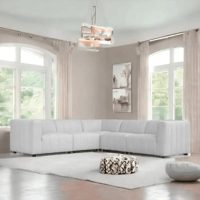 Lyric Classic Light Grey 5-piece L-Shaped Modular Sectional Sofa Modular Sofas LOOMLAN By Moe's Home