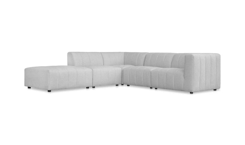 Lyric Dream Light Grey Modular Sectional Couch Set of 5 PC Set Stain Resistant Modular Sofas LOOMLAN By Moe's Home