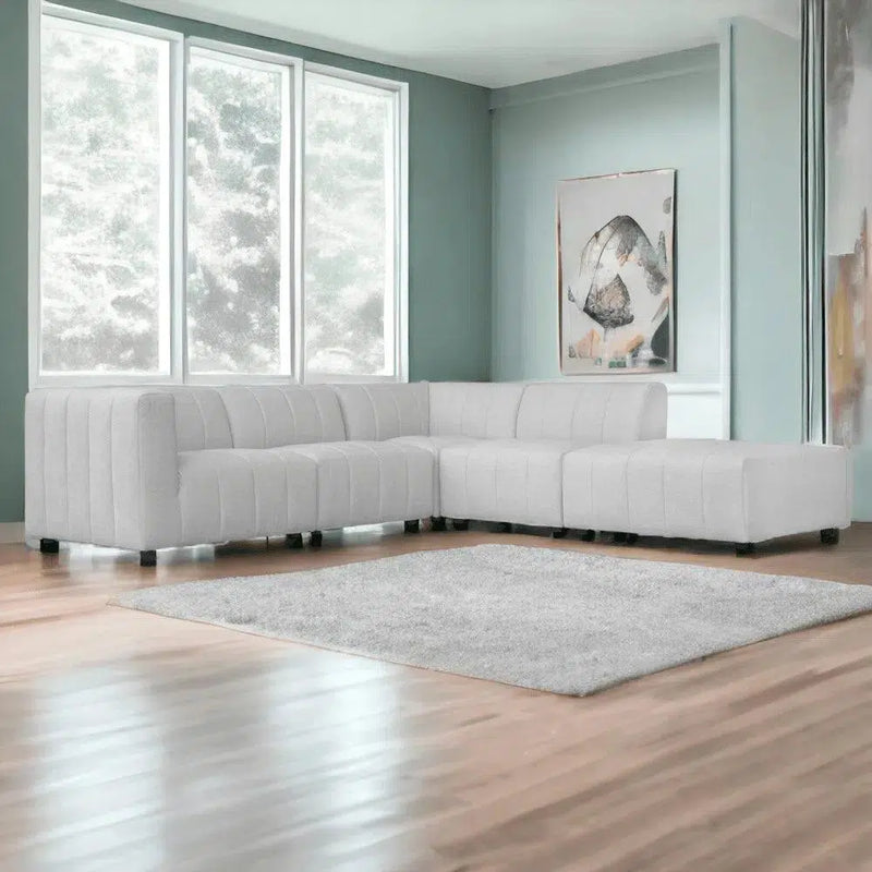 Lyric Dream Light Grey Modular Sectional Couch Set of 5 PC Set Stain Resistant Modular Sofas LOOMLAN By Moe's Home