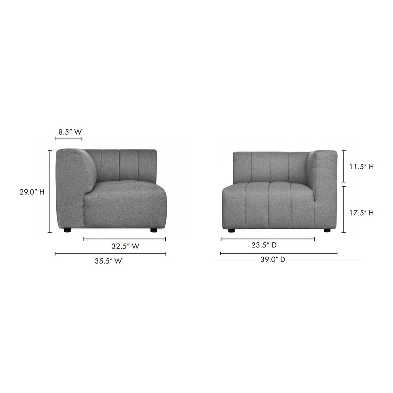 Lyric Grey Modular Right Armchair Modular Components LOOMLAN By Moe's Home