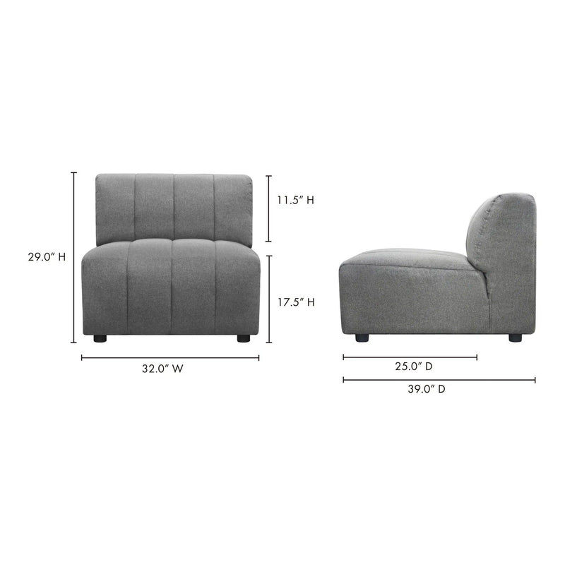 Lyric Grey Modular Slipper Chair Modular Components LOOMLAN By Moe's Home