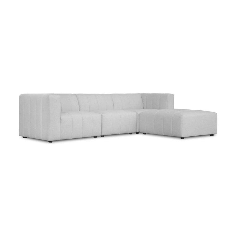 Lyric Light Grey Reversible Modular Sectional Sofa With Ottoman 4 PC Set Modular Sofas LOOMLAN By Moe's Home