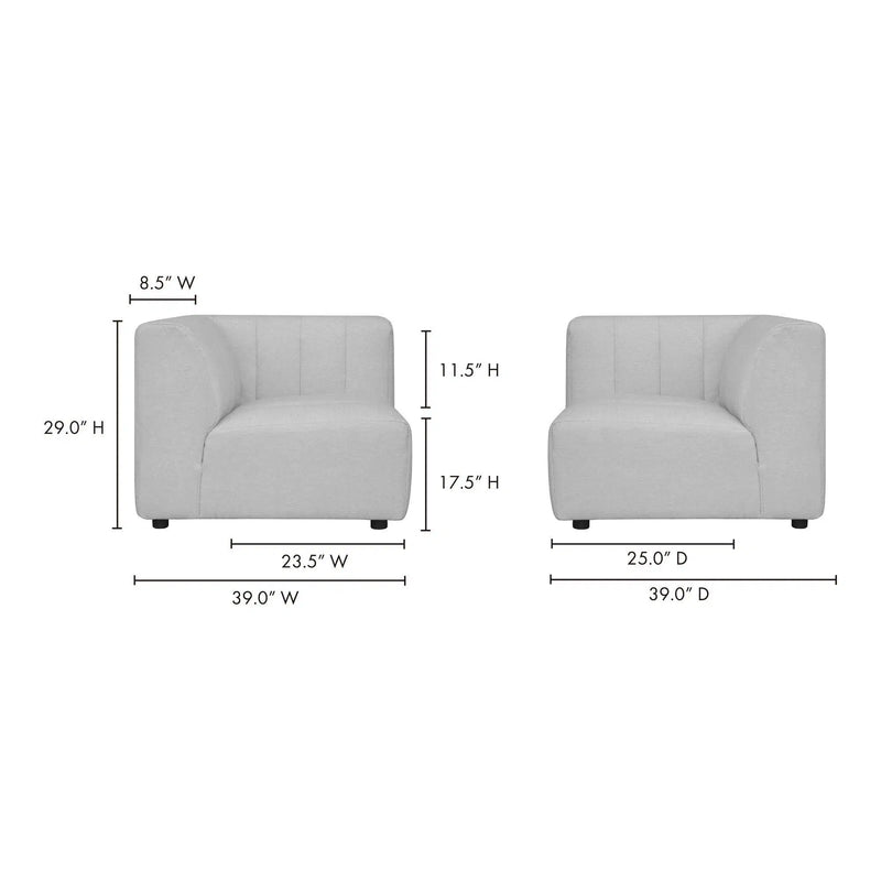 Lyric Off White Modular Corner Chair Otmeal Modular Components LOOMLAN By Moe's Home