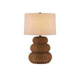 Mabrouka Rattan and Metal Brown Table Lamp Table Lamps LOOMLAN By Currey & Co