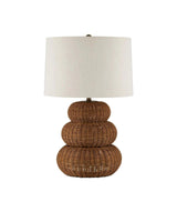 Mabrouka Rattan and Metal Brown Table Lamp Table Lamps LOOMLAN By Currey & Co