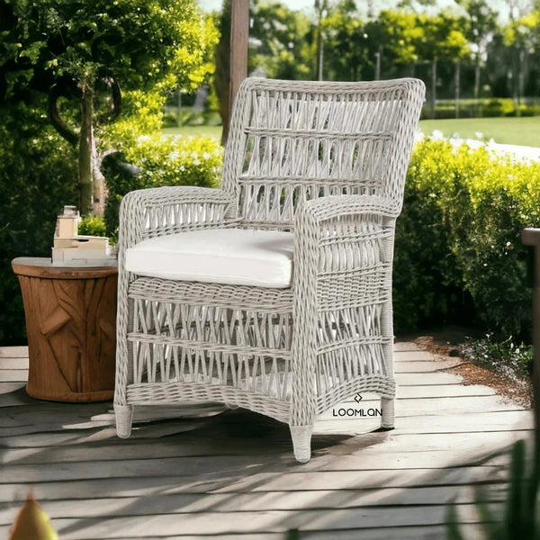 Mackinac Patio Dining Armchair With Sunbrella Cushion Lloyd Flanders Outdoor Dining Chairs LOOMLAN By Lloyd Flanders