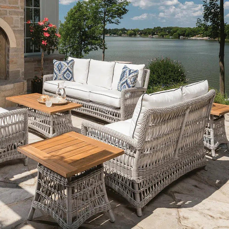 Mackinac Patio Lounge Set With Sofa Chairs Loveseat and Tables Outdoor Lounge Sets LOOMLAN By Lloyd Flanders