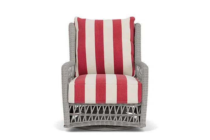 Mackinac Wicker Outdoor Swivel Glider Lounge Chair With Cushions Outdoor Lounge Chairs LOOMLAN By Lloyd Flanders