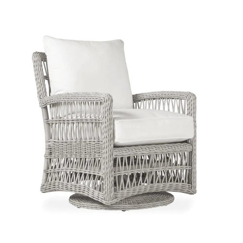 Mackinac Wicker Outdoor Swivel Glider Lounge Chair With Cushions Outdoor Lounge Chairs LOOMLAN By Lloyd Flanders