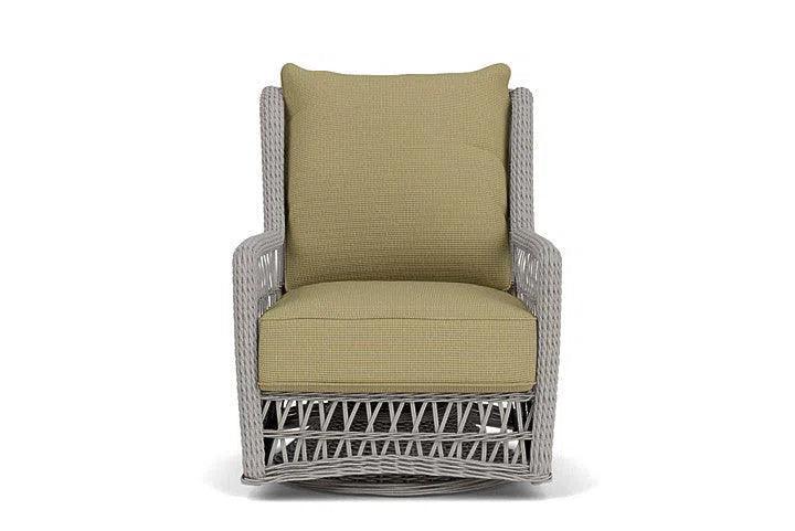 Mackinac Wicker Outdoor Swivel Glider Lounge Chair With Cushions Outdoor Lounge Chairs LOOMLAN By Lloyd Flanders