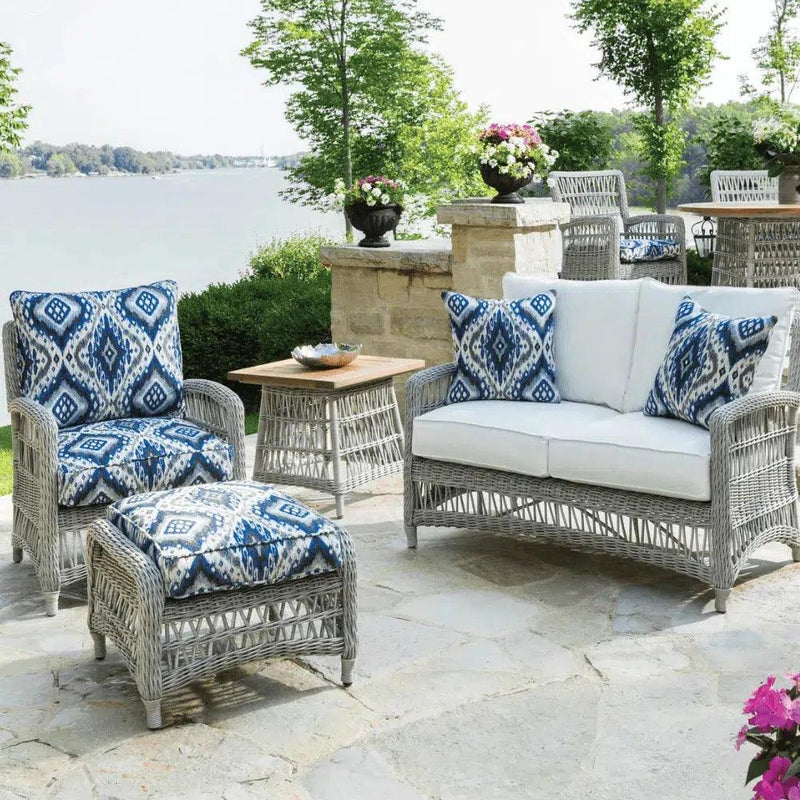 Mackinac Wicker Outdoor Wicker Loveseat With Cushions Lloyd Flanders Outdoor Sofas & Loveseats LOOMLAN By Lloyd Flanders