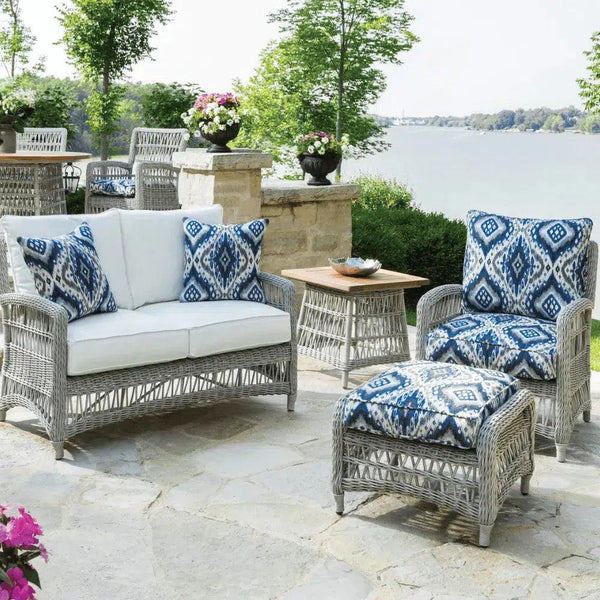 Mackinac Wicker Patio Furniture Set Loveseat and Lounge Chair Set Outdoor Lounge Sets LOOMLAN By Lloyd Flanders