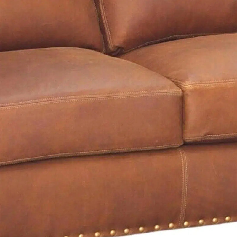 Made In the USA 90" Caramel Brown Leather Sofa Modern Hartford Sofas & Loveseats LOOMLAN By Uptown Sebastian