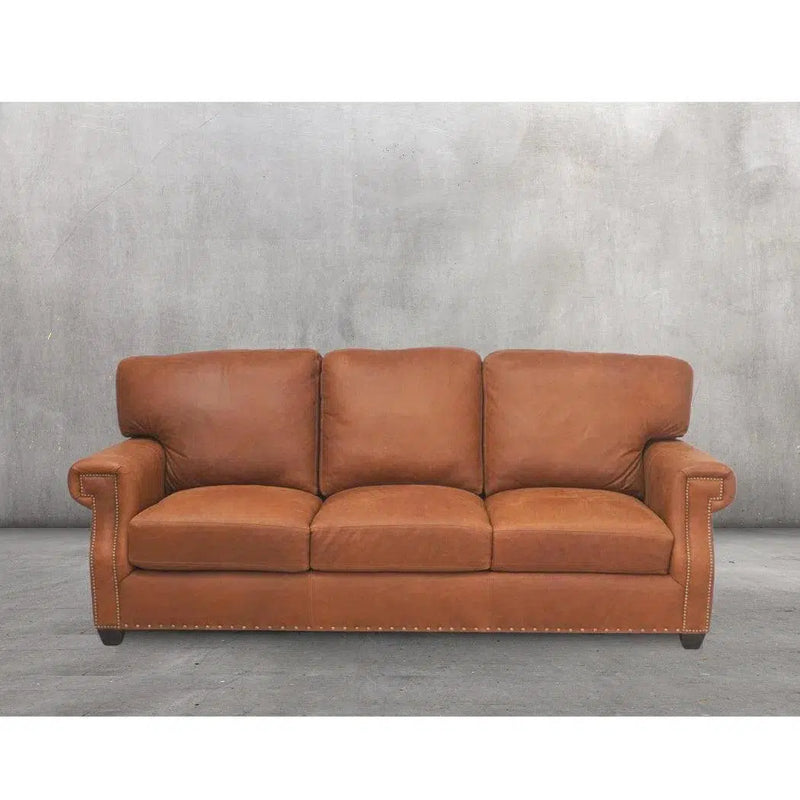 Made In the USA 90" Caramel Brown Leather Sofa Modern Hartford Sofas & Loveseats LOOMLAN By Uptown Sebastian